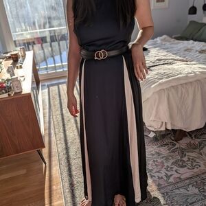 Banana Republic Black and Cream Maxi Dress